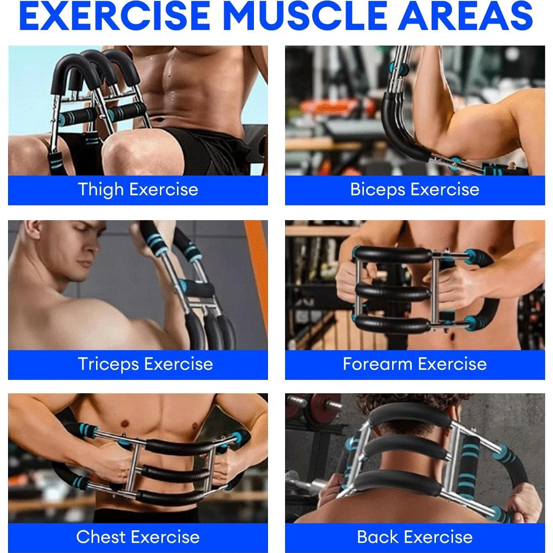 Adjustable Arm Trainer - Portable Chest Expander - Blue