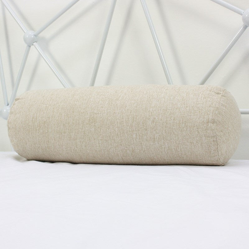 Solid Color Cotton And Linen Pillow Cylindrical Lumbar Support Pillow
