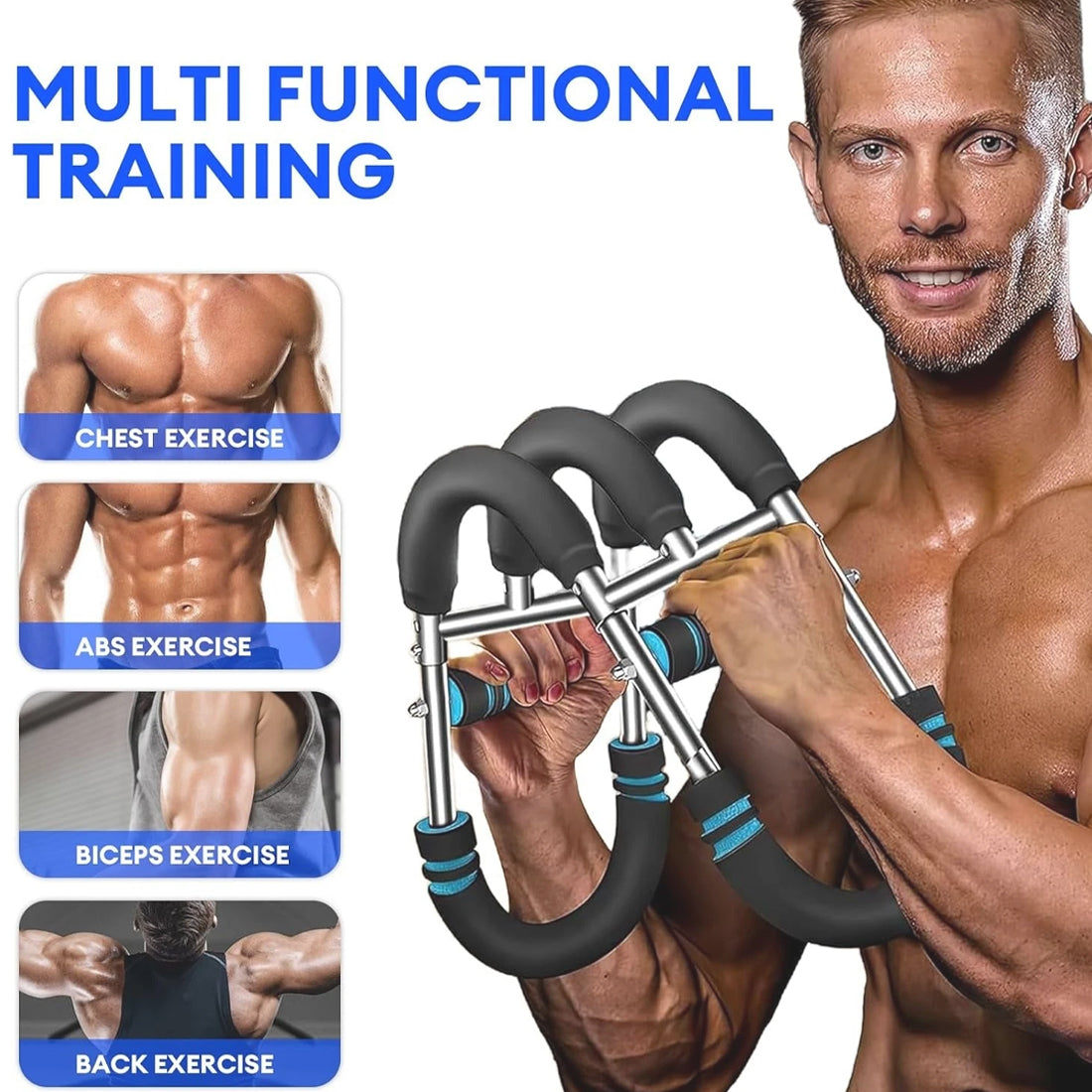 Adjustable Arm Trainer - Portable Chest Expander - Blue