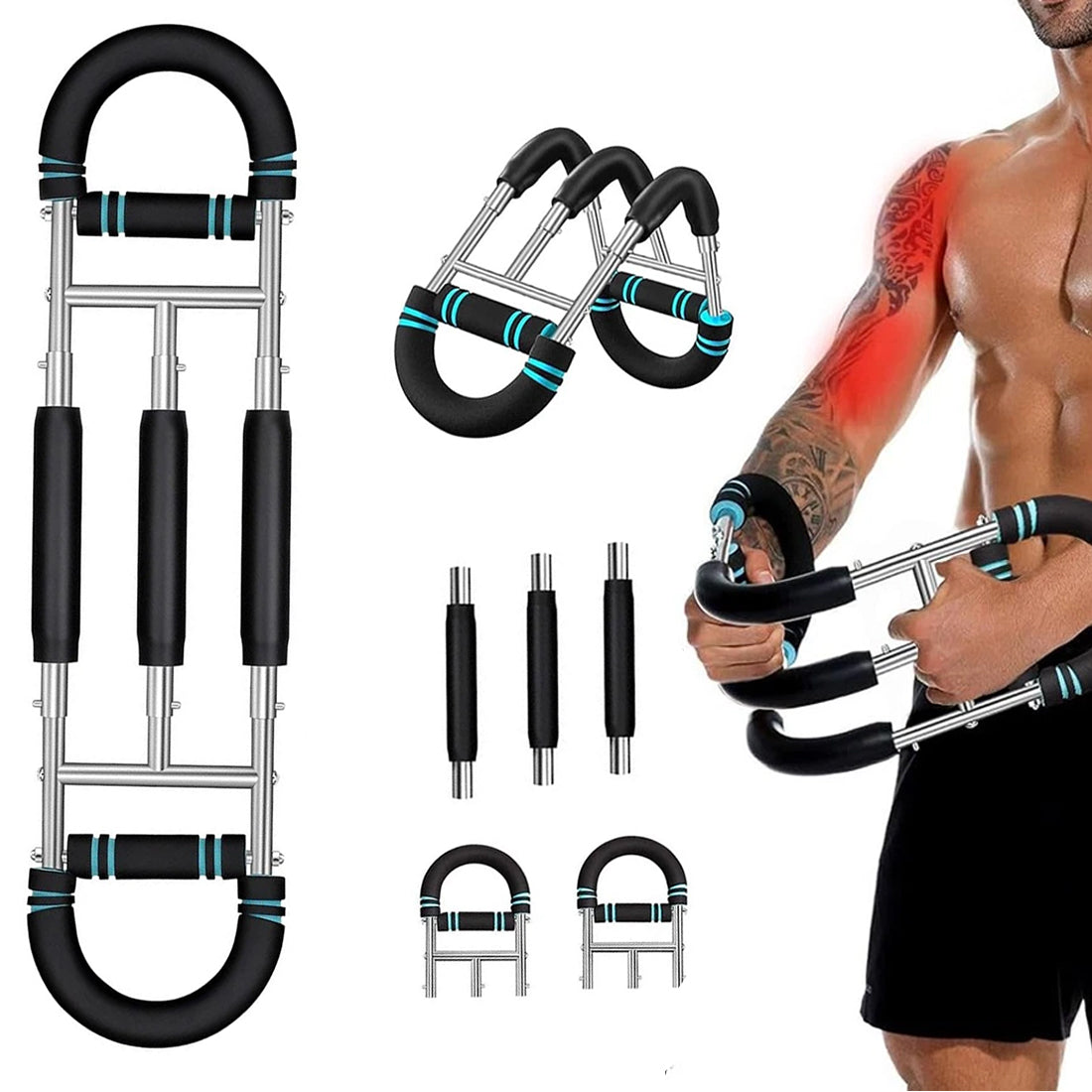 Adjustable Arm Trainer - Portable Chest Expander - Blue