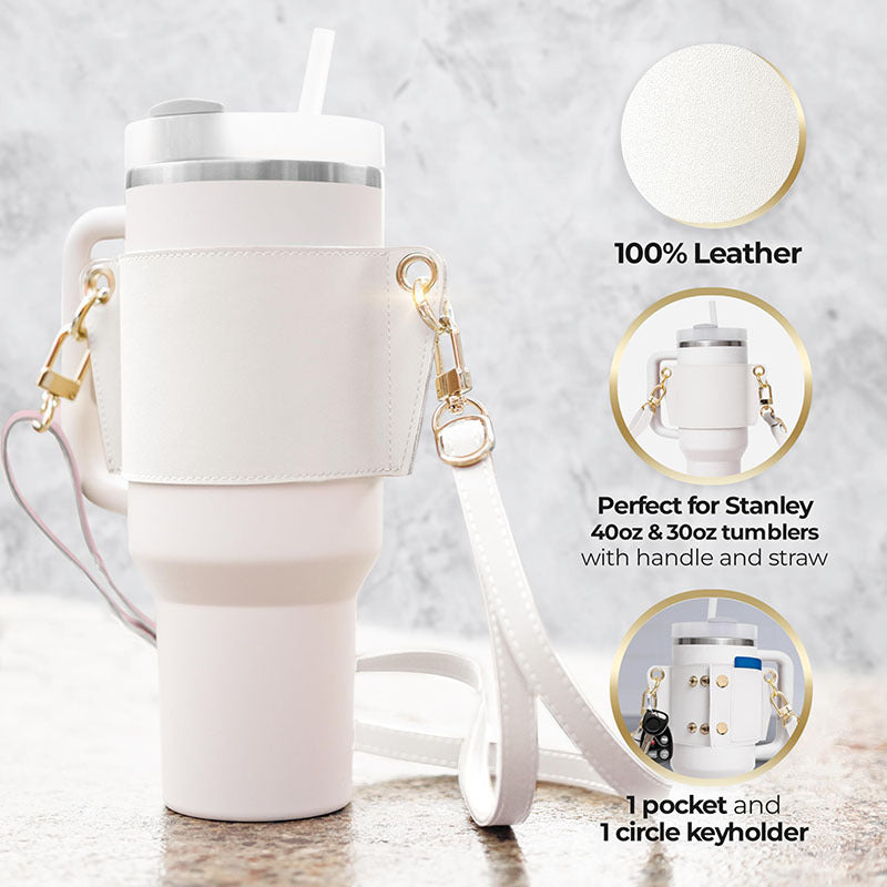 Stylish PU Leather Water Bottle Sling for 30-40oz Bottles