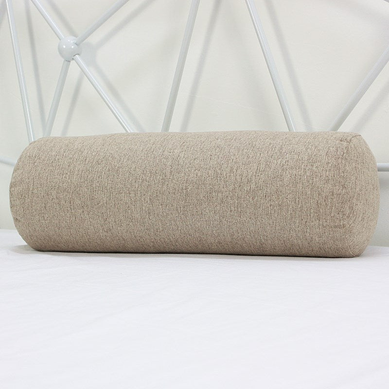 Solid Color Cotton And Linen Pillow Cylindrical Lumbar Support Pillow