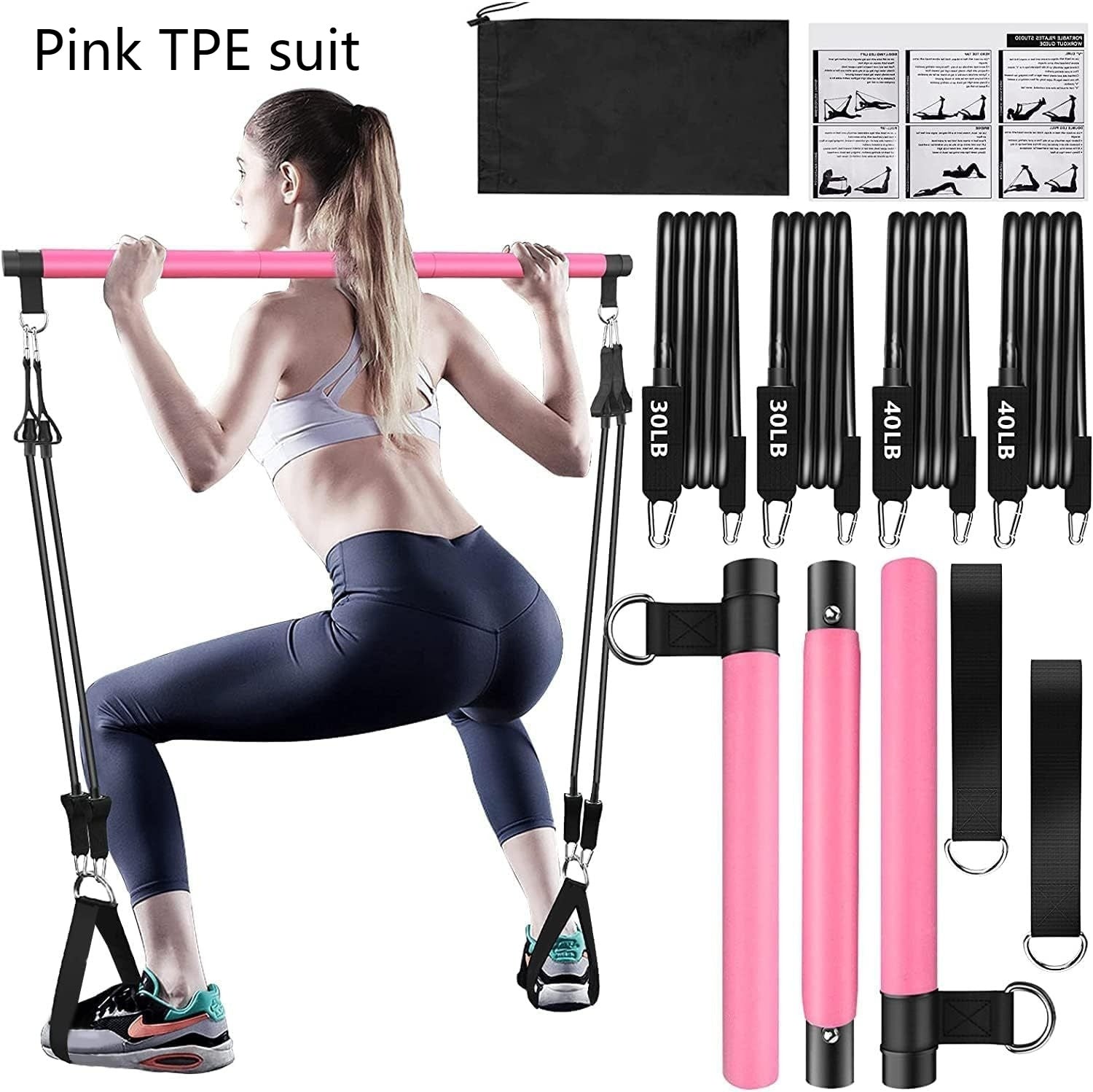 Pilates Bar Set with Resistance Bands for Home Workouts