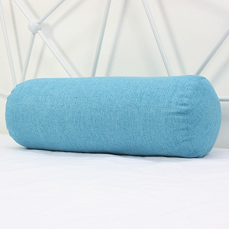 Solid Color Cotton And Linen Pillow Cylindrical Lumbar Support Pillow