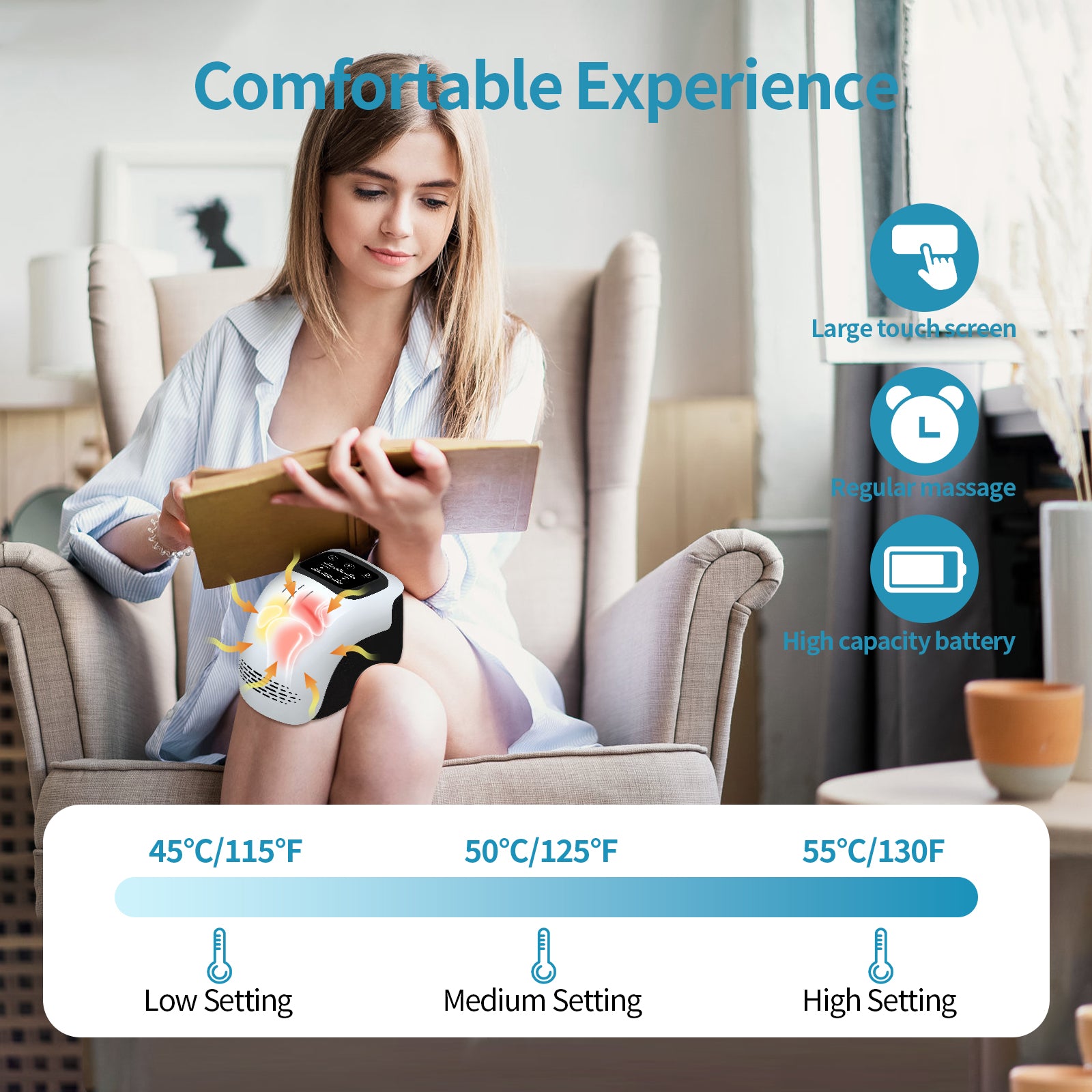 Rechargeable Infrared Knee Massager for Pain Relief