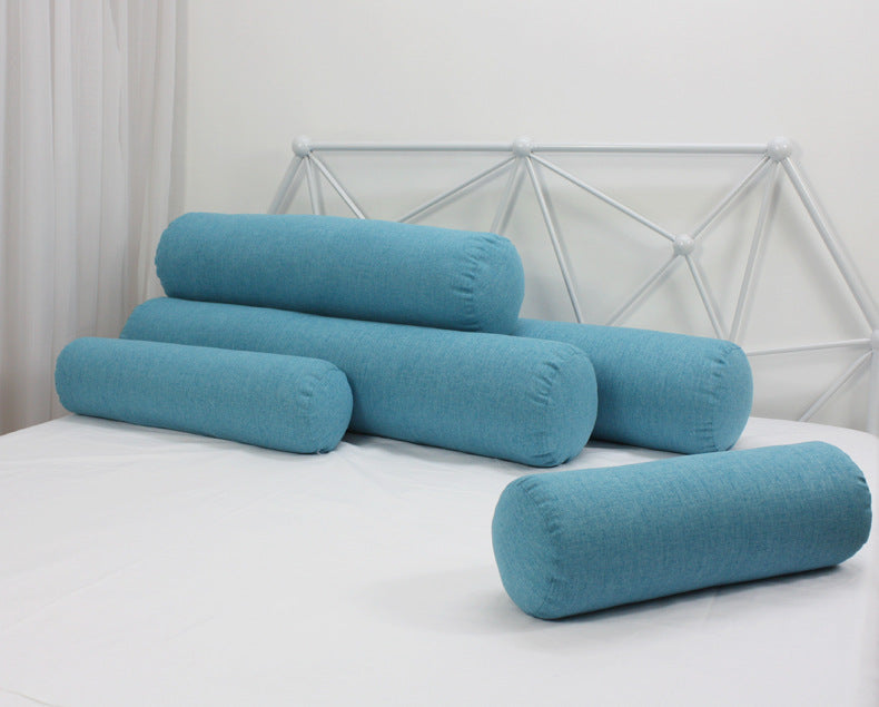 Solid Color Cotton And Linen Pillow Cylindrical Lumbar Support Pillow