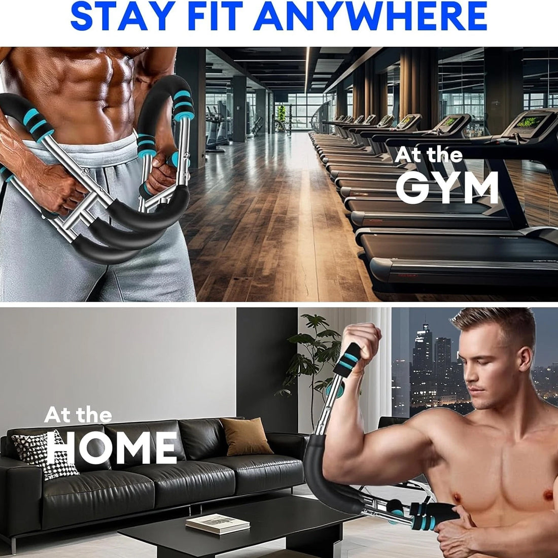 Adjustable Arm Trainer - Portable Chest Expander - Blue