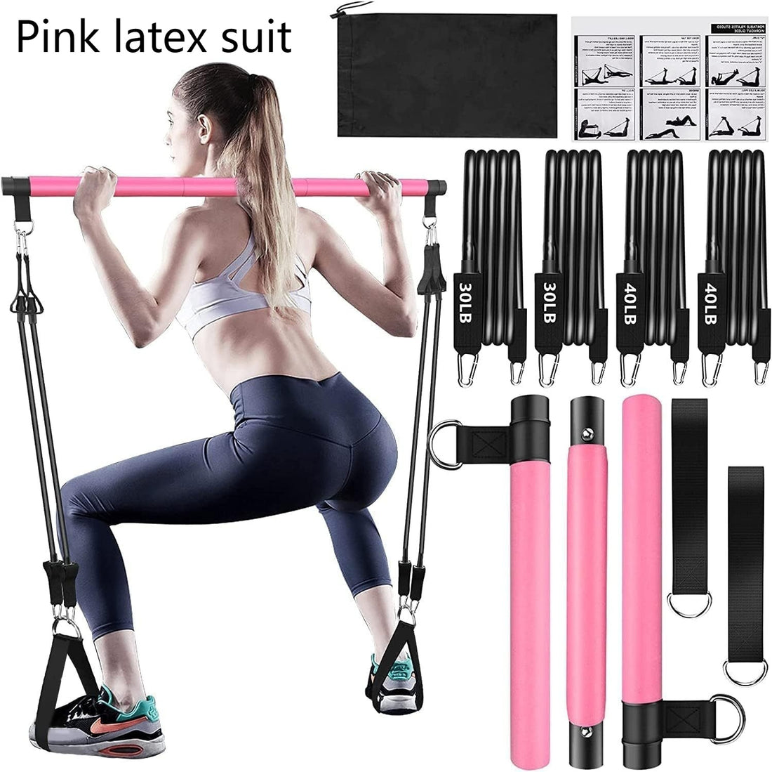 Pilates Bar Set with Resistance Bands for Home Workouts