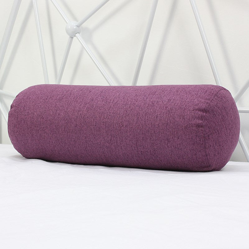 Solid Color Cotton And Linen Pillow Cylindrical Lumbar Support Pillow