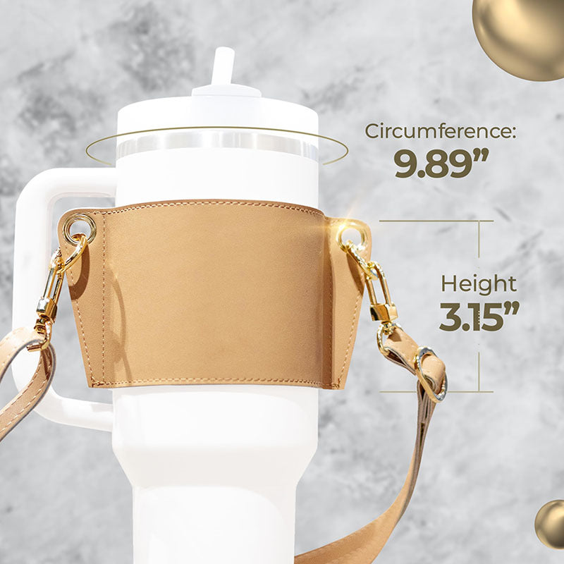 Stylish PU Leather Water Bottle Sling for 30-40oz Bottles