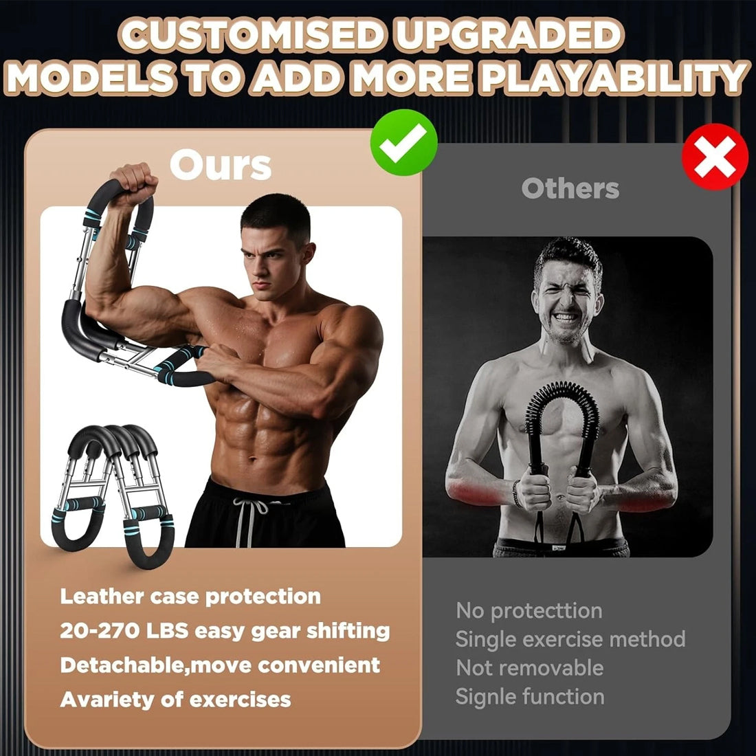 Adjustable Arm Trainer - Portable Chest Expander - Blue