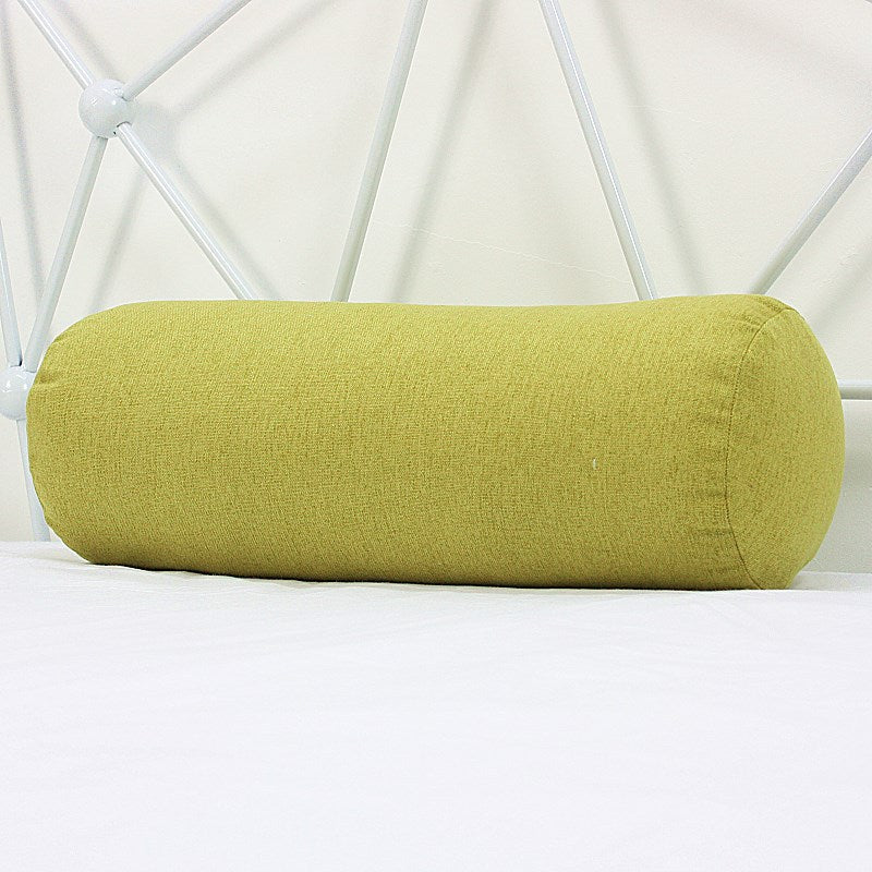 Solid Color Cotton And Linen Pillow Cylindrical Lumbar Support Pillow