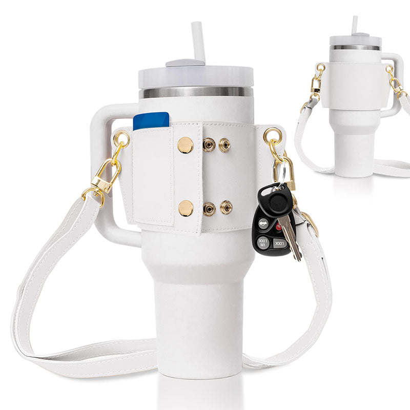 Stylish PU Leather Water Bottle Sling for 30-40oz Bottles