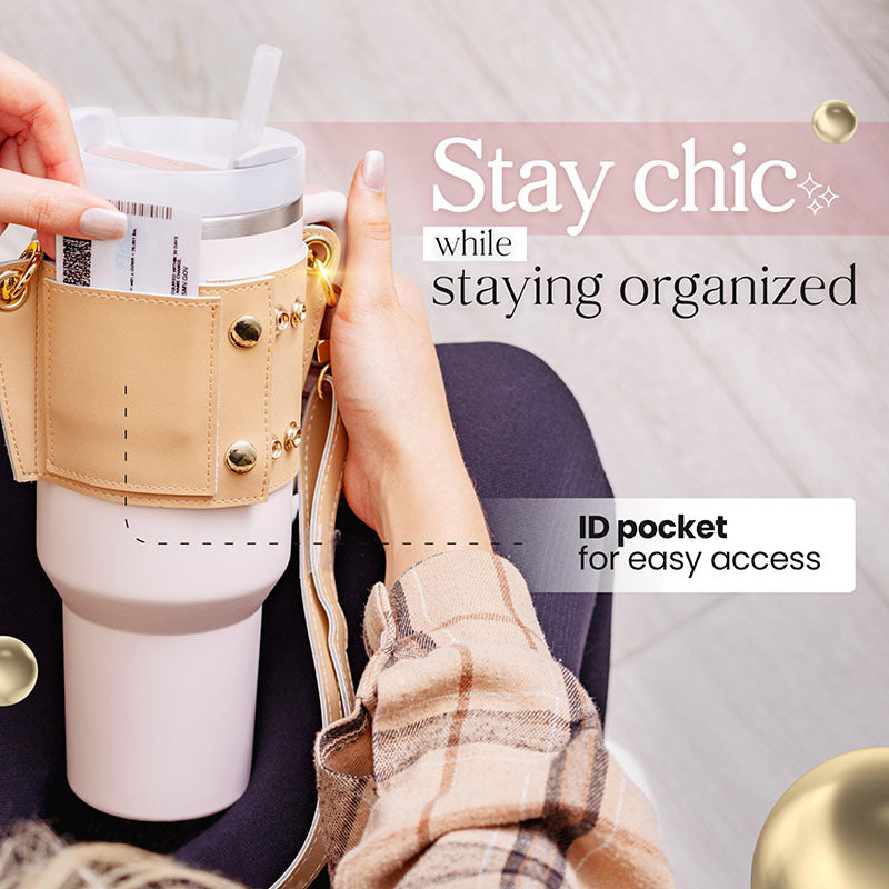 Stylish PU Leather Water Bottle Sling for 30-40oz Bottles